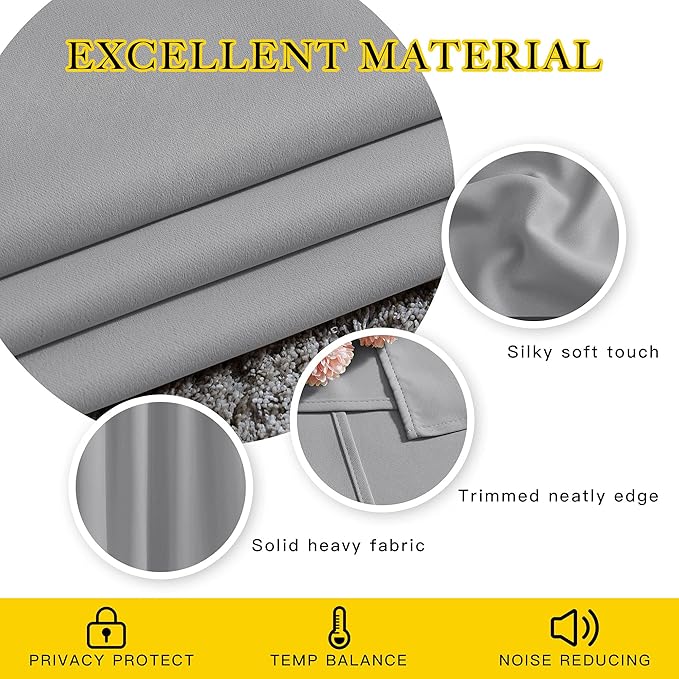 NICETOWN Light Reducing Grommet Curtains - Triple Woven Textured Soft Curtain Panels for Living Room Window Treatment Drapes for Sliding Door (W80 x L108, Silver Grey, 2 Pieces)