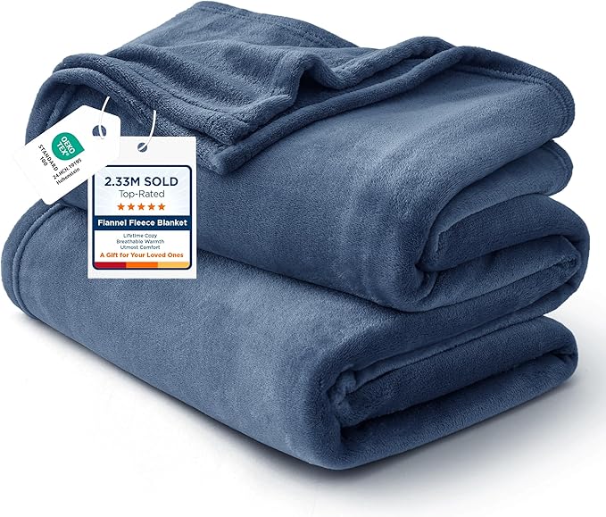 Bedsure GentleSoft Fleece Throw XL Blanket Mineral Blue - 300GSM Soft Lightweight Plush Cozy Blankets for Bed, Sofa, Couch, Travel, Camping, 50x70 inches