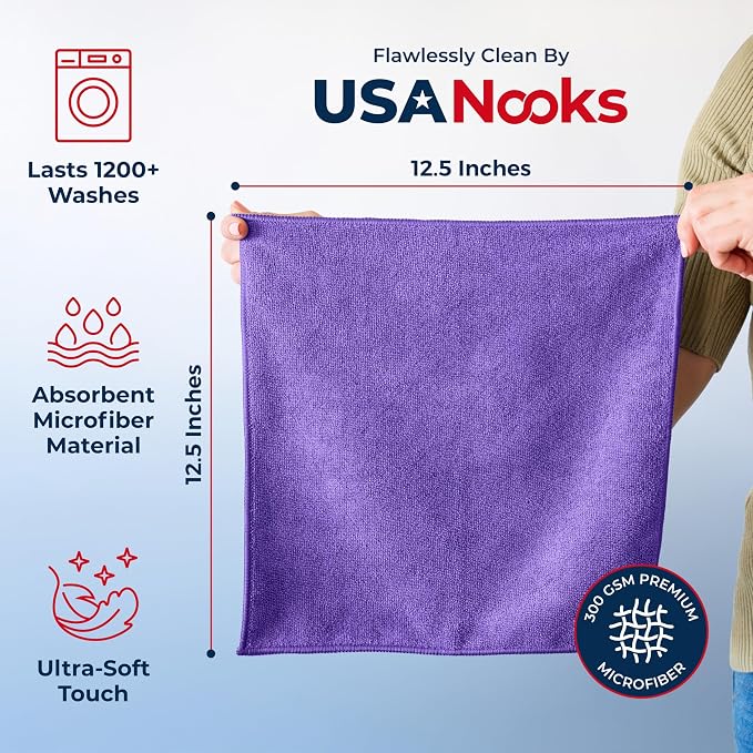 USANOOKS Premium 300GSM Microfiber Cleaning Cloth - Image 2