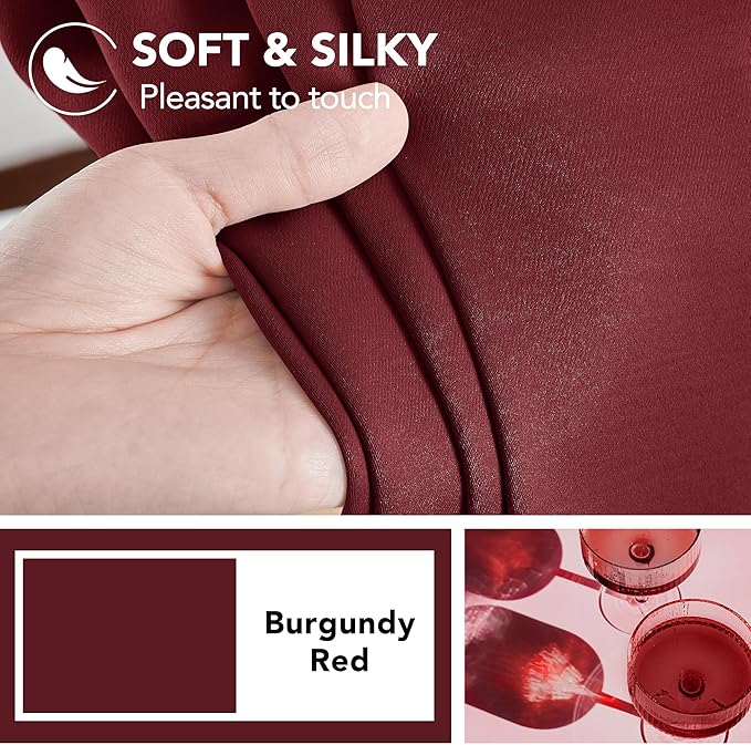 Deconovo Solid Room Darkening Curtains Rod Pocket and Back Tab Blackout Curtains for Bedroom 42Wx63L Inch Burgundy Red 2 Panels
