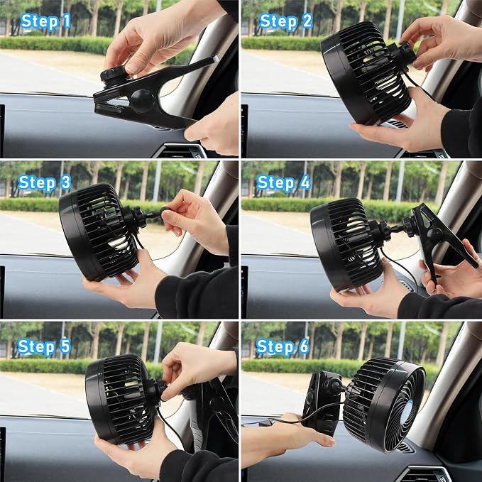 Alagoo Car Fan 6'' 12V Cool Gadgets Clip Fan - Image 5