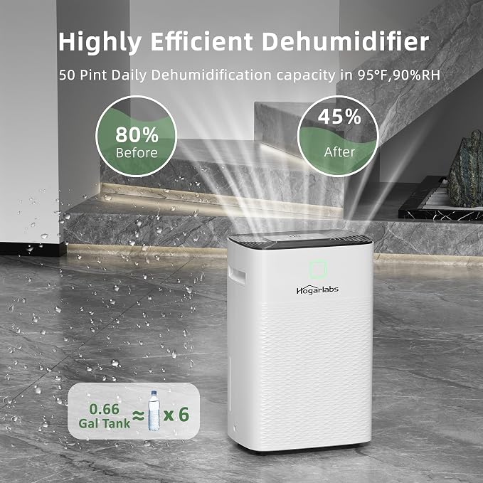 Hogarlabs 50 Pint Dehumidifier for Basement & Whole House, Covers 3500 Sq.Ft - Image 3