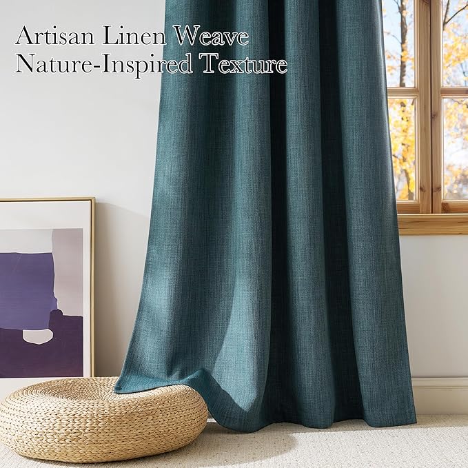 NICETOWN Greyish Blue Room Darkening Rod Pocket Curtains 63 inch Length, W42 x L63, Light Blocking Thermal Insulated Noise Reducing Drapes for Bedroom Living Room Farmhouse Decor, 2 Panels