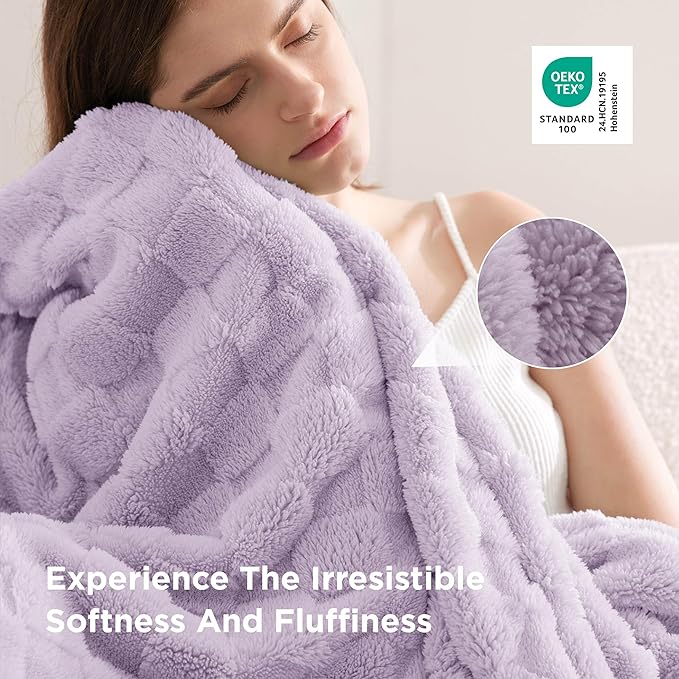 Bedsure GentleSoft Twin Blanket for Bed Lavender Fog - Super Soft Cozy Blankets for Kids Girls, Cute Fuzzy Fleece Throws for Bedroom Couch, 60x80 Inches