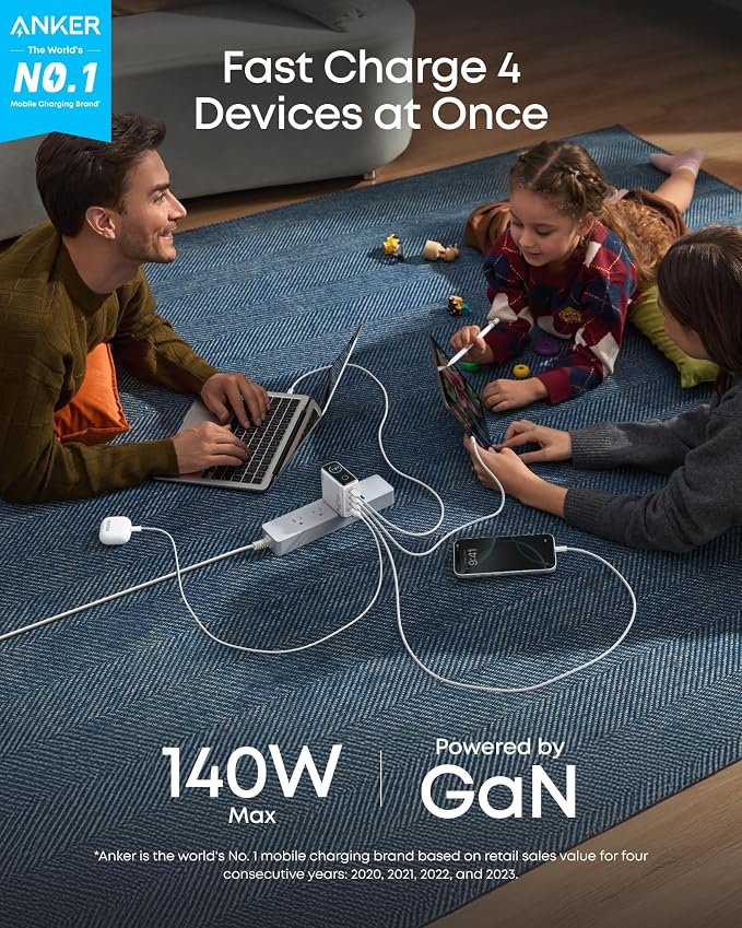 Anker MacBook Pro Charger, 140W Max 4-Port GaN USB C Charger Block - Image 2