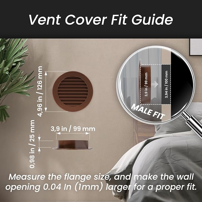 Repa Market 4 Inch Round Brown Vent Cover/Plastic Air Vent Grille - Image 2