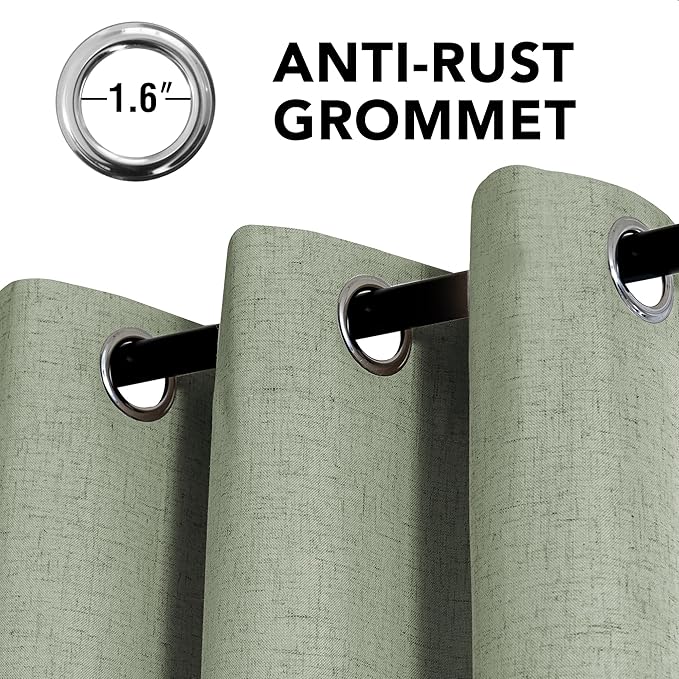 H.VERSAILTEX Linen Curtains 100% Blackout Curtains for Bedroom 54 inch Long Full Light Blocking Nature Linen Blended Window Curtains for Living Room Nickel Grommet (2 Panels, Heathered Tea)