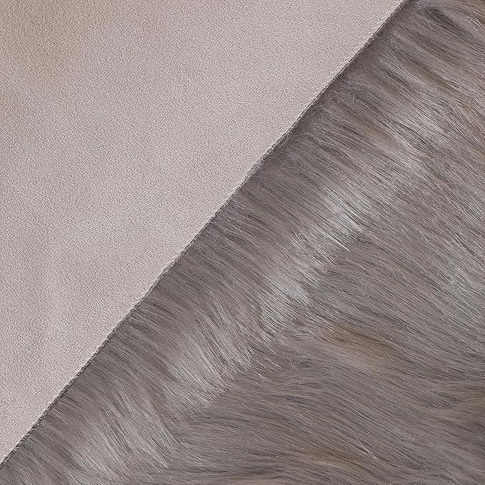 linmopm Faux Fur Rug Sheepskin Shag Fluffy Fuzzy Grey 2x3 ft Small Rugs for Bedroom Bedside Bed Floor Living Room Plush High-Density Cushion Carpet Super Sofa Cover
