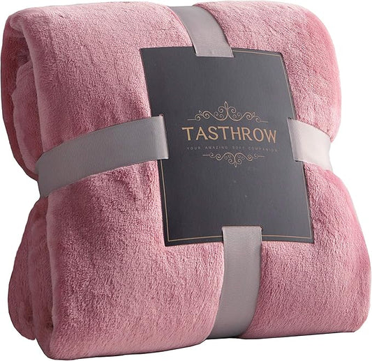 TASTHROW Large Flannel Fleece Throw Blanket, 50×70 Inch - Cozy Lightweight Thick Blanket - All Seasons Suitable for Women, Men and Kids (Pink)