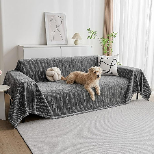 MYSKY HOME Couch Covers for Sofa, Dog Couch Cover Protector, Dark Grey Lines Sofa Covers for Sectional L Shape, Pets Couch Throw Cover Washable Durable Large Couch Cover for Dogs, Cats, 71"X150"