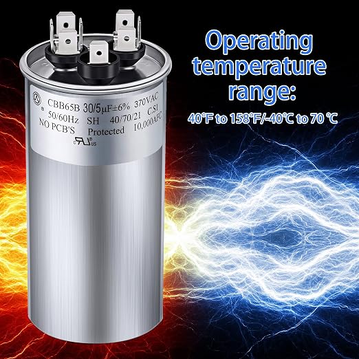 30/5 MFD uF 370/440V CBB65 Dual Run Round Capacitor - Image 4