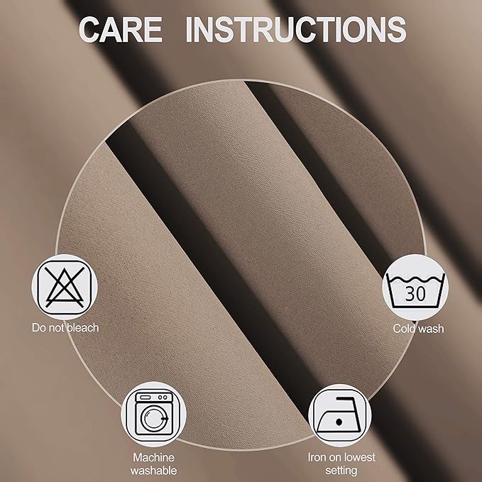 LEMOMO Cappuccino Blackout Curtains/52 x 45 Inch Length Set of 2 Panels Grommet Short Bedroom Curtains