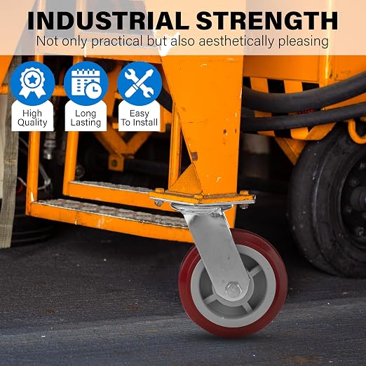 6 Inch Heavy Duty Casters Set of 4, Scratch Resistant & 360 Degree Rotatable - Image 6