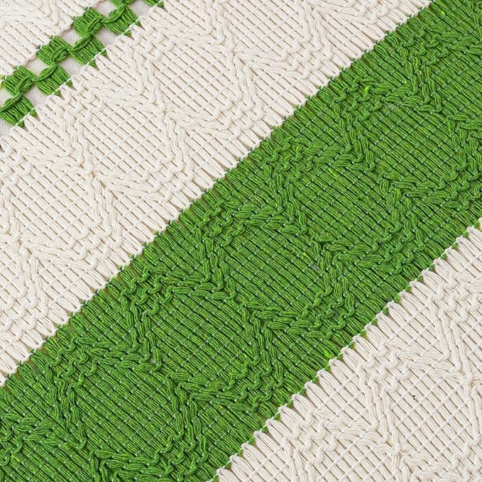 Fancy Homi Set of 1 Boho Lime Green Lumbar Decorative Throw Pillow Cover 12x20 Inch for Couch Bed Sofa Chair, Modern Organic Farmhouse Home Decor, Soft Cotton Cute Accent Rectangle Cushion Case
