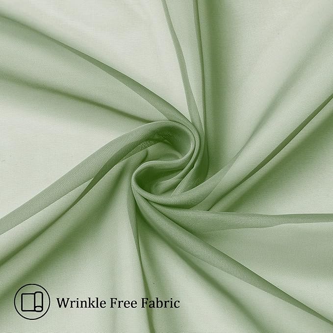 Aiyufneg Small Sheer Tier Curtains Half Kitchen Curtain Sheers Light Filtering Farmhouse Window Panels Rod Pocket Voile Short Curtain for Bathroom, 40W x 24L, Sage Green, Set of 2 Panels