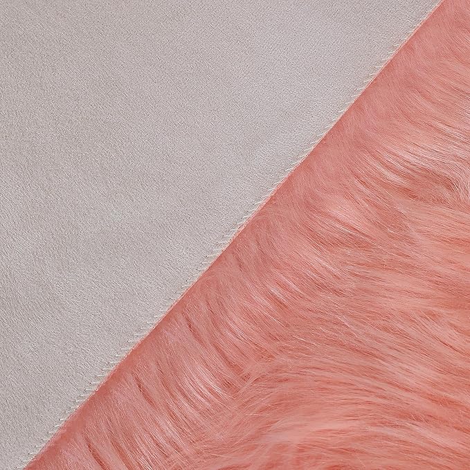 linmopm Faux Fur Rug Sheepskin Shag Fluffy Fuzzy Pink 4x6 ft Rugs for Bedroom Bedside Bed Floor Living Room Plush High-Density Cushion Carpet Super Sofa Cover