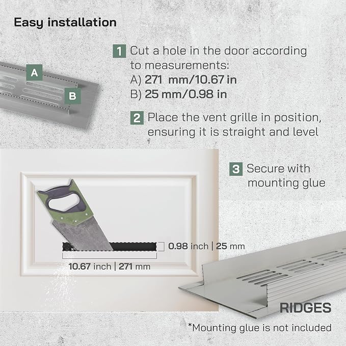Vent Systems 11.81 x 1.57 Rectangular Door Vent - Image 4