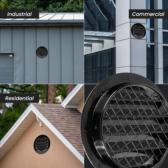 Repa Market 4 Inch Heavy-Duty Black Aluminum Alloy Gable Vent - Image 5