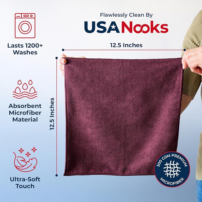 USANOOKS Premium 300GSM Microfiber Cleaning Cloth - Image 2