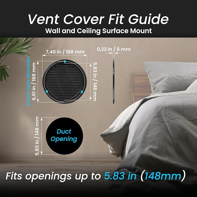 Repa Market 6 Inch Black Round Air Vent Cover - Image 2