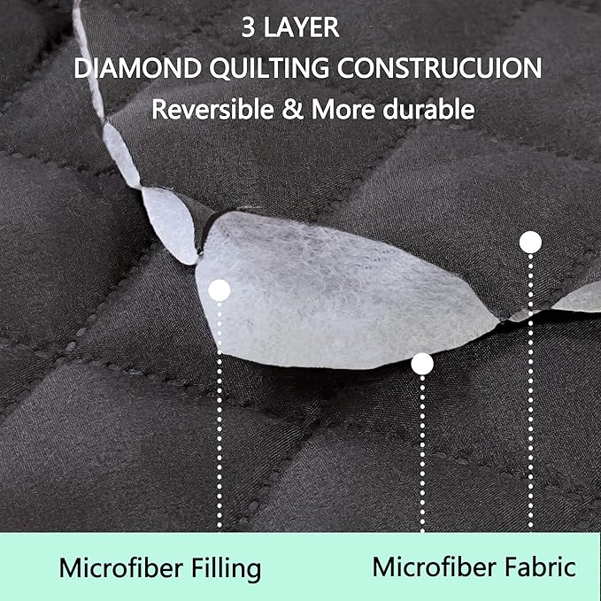 Reversible Couch Cover for 3 Cushion Couch for Pet Friednly Sofa Cover for Dogs Water Resistant Furniture Protector Washable with Elastic Straps(Sofa,Dark Grey/Light Grey)