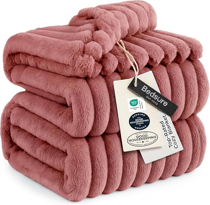Bedsure GentleSoft Dusty Pink Fleece King Blanket for Couch - Super Soft Cozy Blankets for Women, Cute Small Blanket for Girls, 108x90 Inches
