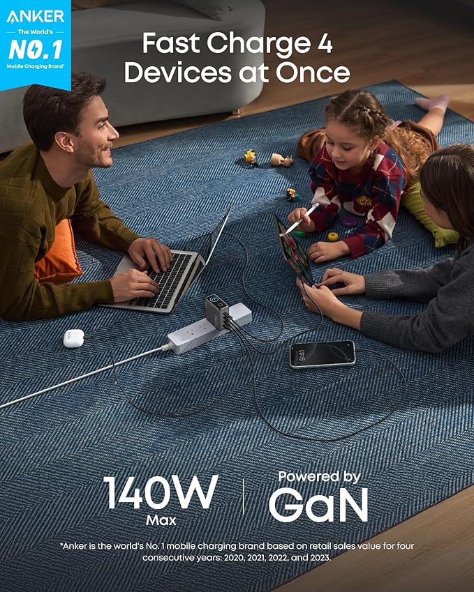 ANKER 140W 4-Port GaN MacBook Charger, USB C Charger Block - Image 2