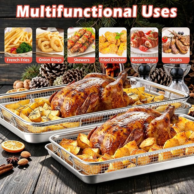 TeamFar Air Fryer Basket for Oven, 17.6”x13”& 16”x12” Air Fryer Accessories | - Image 5