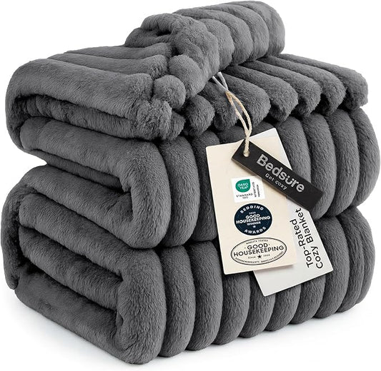 Bedsure GentleSoft Frost Gray California King Size Blanket for Couch - Cozy Soft Blankets for Women, Cute Small Fleece Throws for Girls, 102x96 Inches