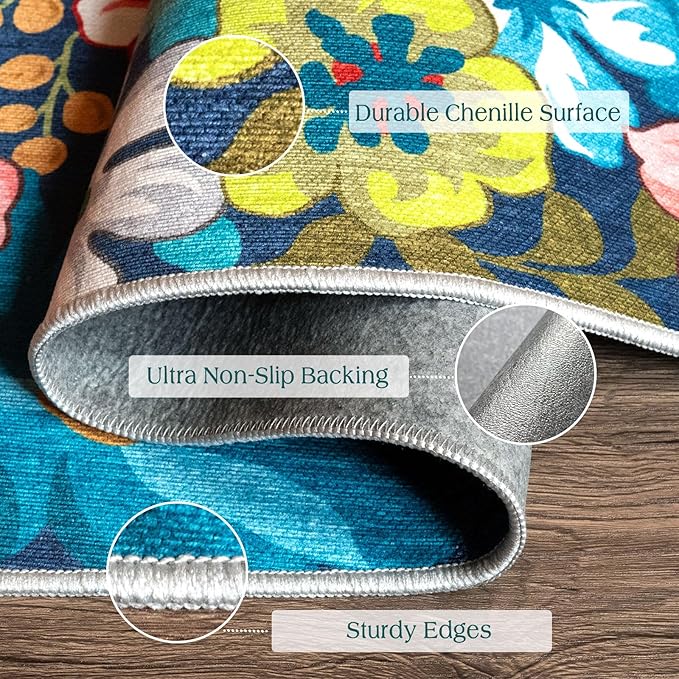 Front Door Mat Outside Entrance - 2x3 Spring Non-Slip Washable Doormat Indoor Outdoor Entrance Colorful Botanical Floral Rug Small Throw Rugs for Entryway Bedroom Kitchen Front Porch Decor