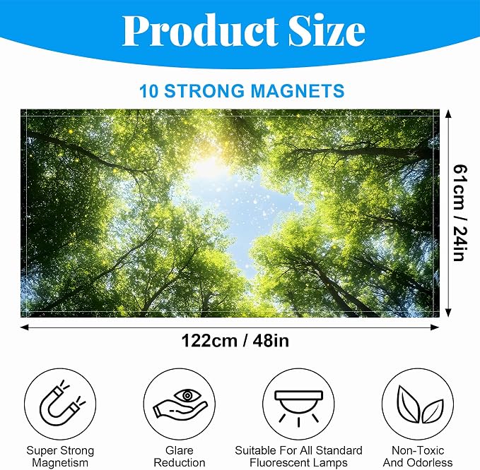 Fluorescent Light Covers-2 Pack 4 x 2 Feet Magnetic Ceiling Light Cover Room - Image 2