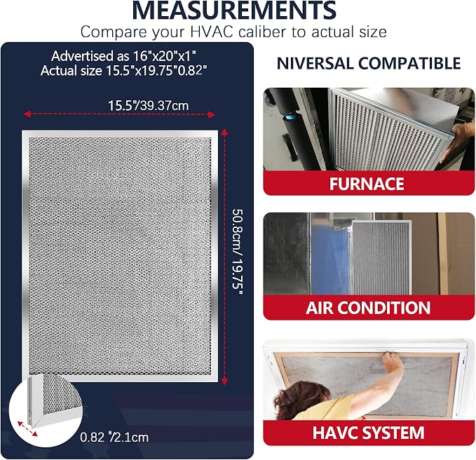 MERV 8 16x20x1 Washable Aluminum Lifetime Furnace Filter, Reusable AC/HVAC - Image 6