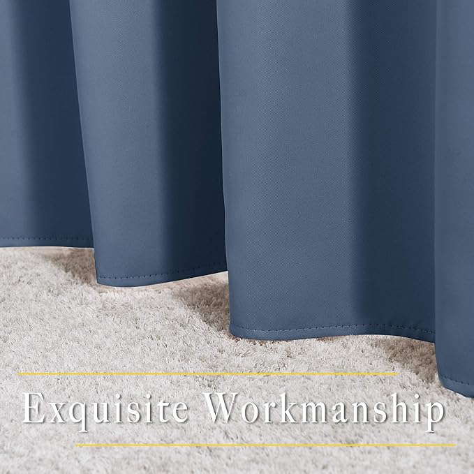 NICETOWN Room Darkening Curtains for Windows - Home Fashion Energy Saving Grommet Top Thermal Insulated Drapes for Bedroom/Patio Door (Stone Blue, 1 Pair, 66 by 90 Inch)