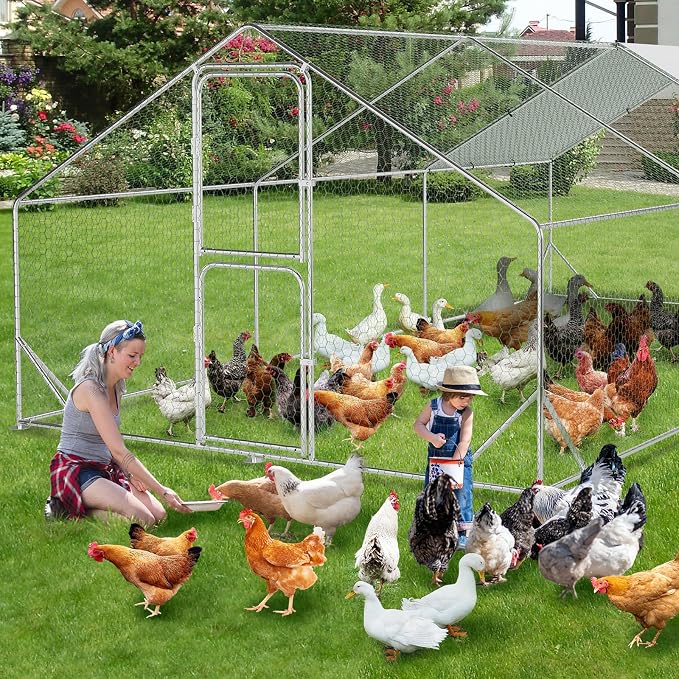 9.8X19.7x6.6FT, Large Walk in Chicken Run Pen Cage, Metal Coop Clearance - Image 8