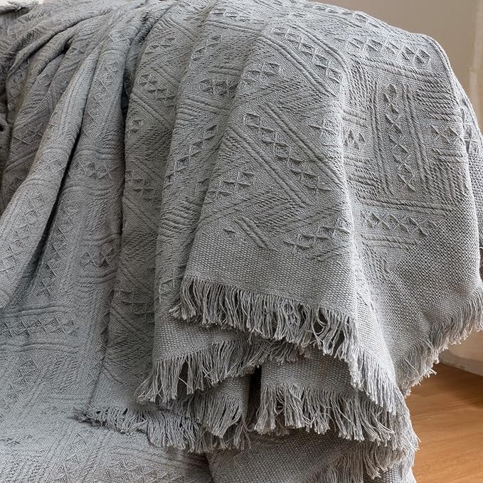 HOMERILLA Sectional Couch Covers for Sectional Sofa L Shaped Sofa Cover Blanket 2 Pieces L Shape Furniture Protector for Pets Dogs (Light Grey, Large)