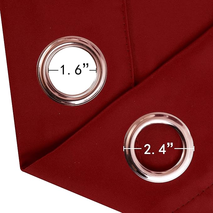 LEMOMO Red Thermal Blackout Curtains/42 x 95 Inch/Set of 2 Panels Room Darkening Curtains for Bedroom