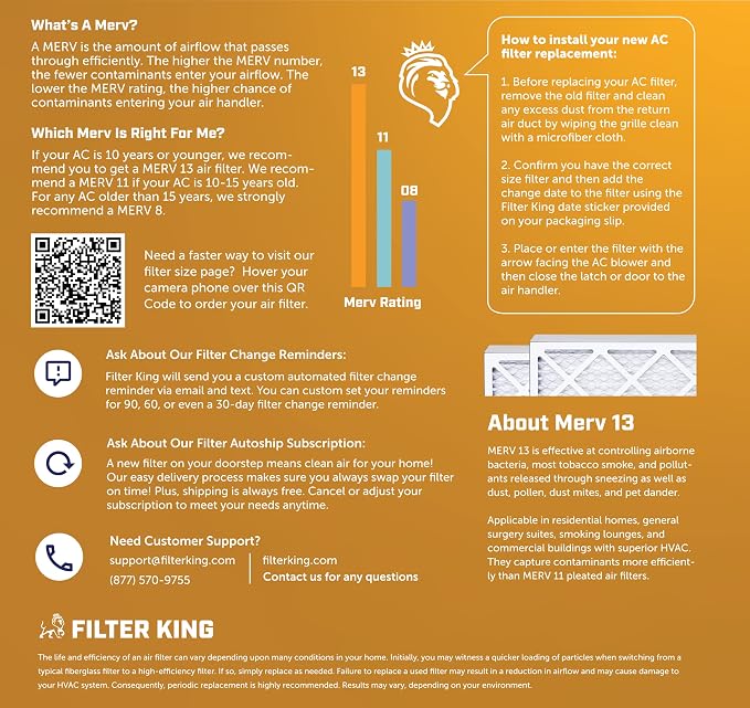 Filter King 22x28x1 Air Filter | 6-PACK | MERV 13 HVAC Pleated A/C Furnace - Image 6