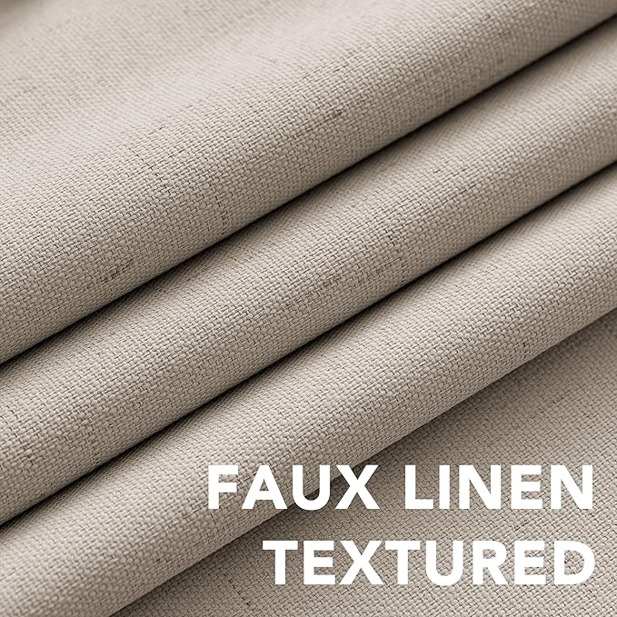 H.VERSAILTEX 100% Blackout Curtains for Bedroom Thermal Insulated Linen Textured Curtains Heat and Full Light Blocking Drapes Living Room Curtains 2 Panel Sets, Cobblestone, 52x54 Inch