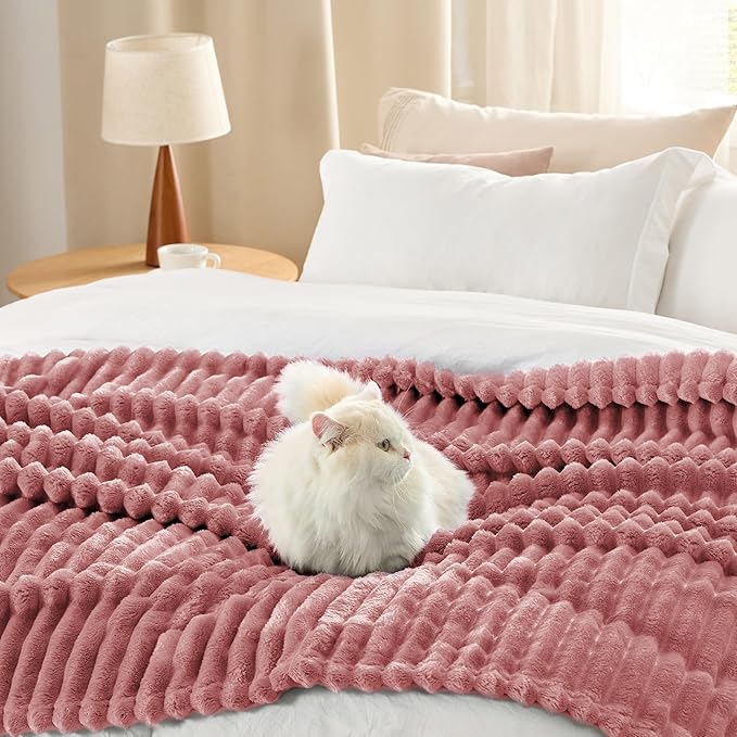 Bedsure GentleSoft Dusty Pink Fleece Queen Blanket for Couch - Super Soft Cozy Blankets for Women, Cute Small Blanket for Girls, 90x90 Inches