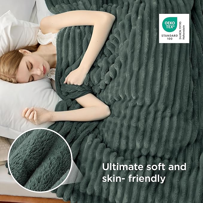 Bedsure GentleSoft Mallard Green Fleece Blanket for Couch - Cozy Soft Blankets for Women, Cute Small Throws for Girls, 50x60 Inches
