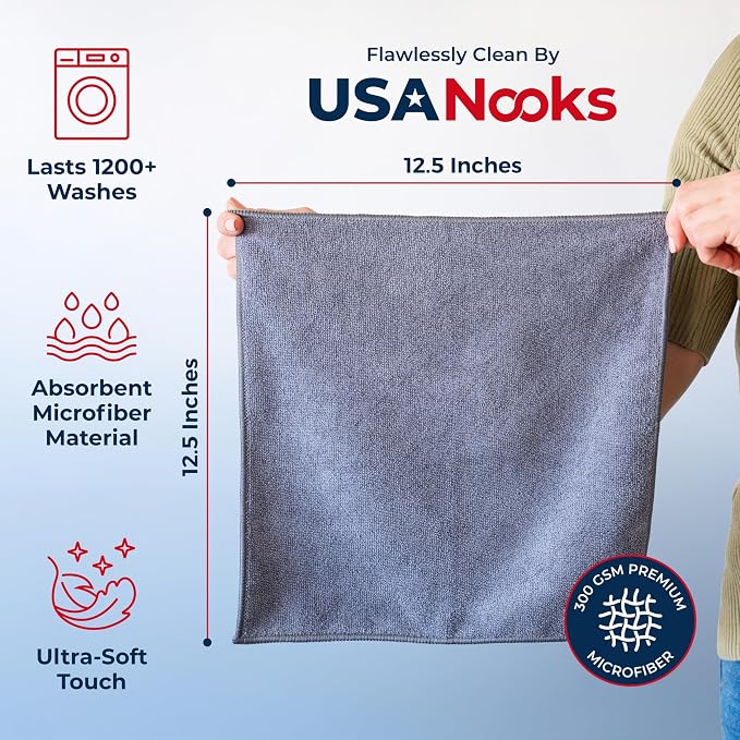 USANOOKS Microfiber Cleaning Cloth Grey - Image 2