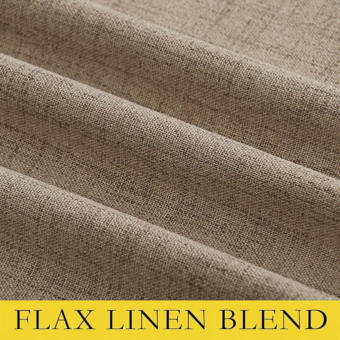 NICETOWN Burlap Vintage Open Linen Weave Flax Thermal Curtains, 100% Blackout Curtains 63" Long for Dining Room, Soundproof Window Treatment Drapes for Dorm Room, 62" Wide Per Panel, Set of 2