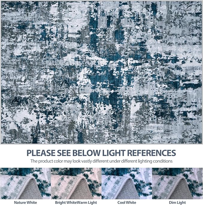 5x7 Area Rugs for Living Room Rug Washable: Abstract Rug for Dining Room Bedroom Carpet Non Slip 5 by 7 Indoor Modern Nursery Home Office Navy Grey