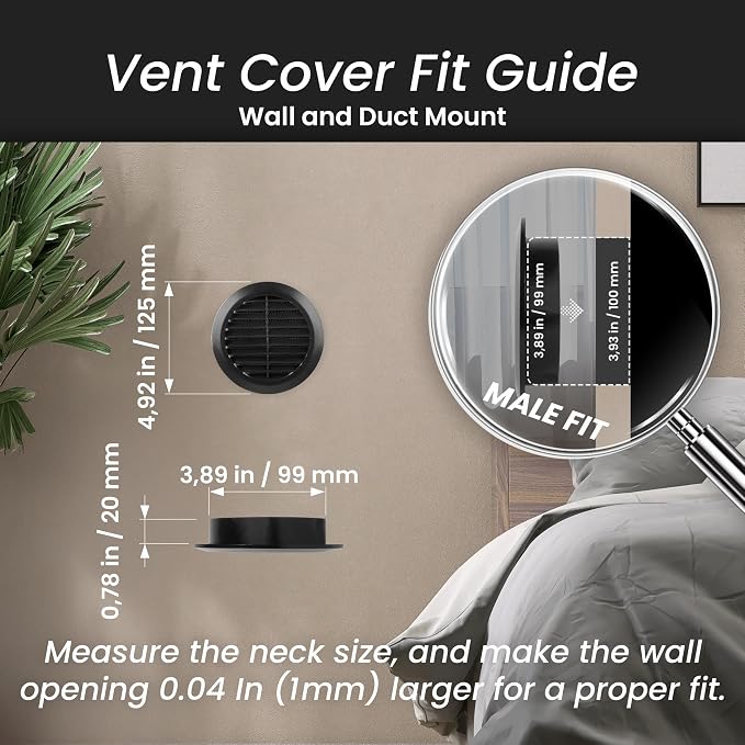 Repa Market 4 Inch Black Round Air Vent Cover - Image 2