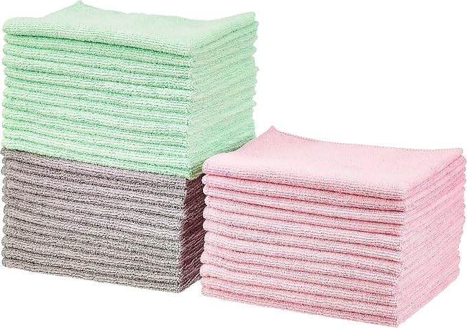 Amazon Basics Microfiber Cleaning Cloths, Ultra Absorbent, Scratch Free by AmazonBasics