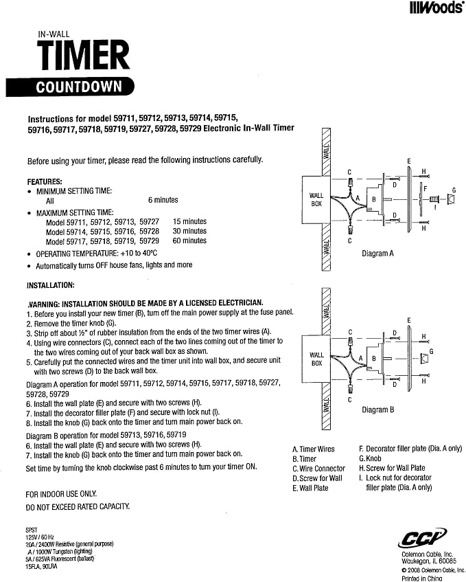 Southwire Woods In-Wall Spring Wound Timer - Image 6