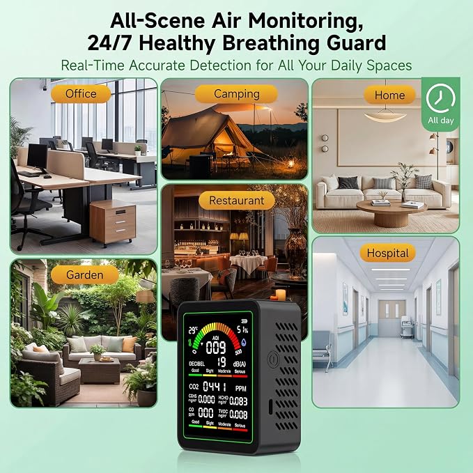 10-in-1 Indoor Air Quality Monitor, Portable Air Tester, ‌HCHO‌ Detector | - Image 8