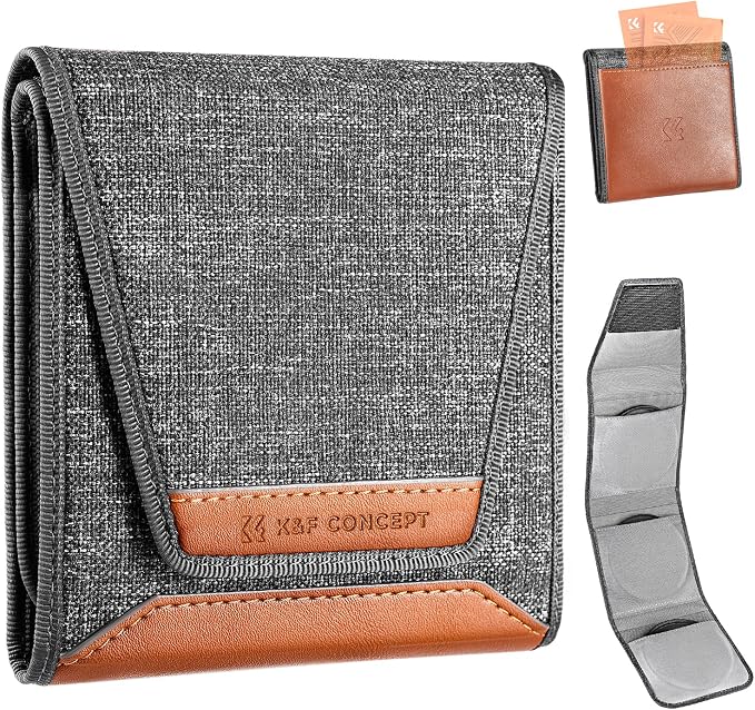K&F CONCEPT Lens Filter Pouch, Lens Filter Case 3 Pocket Professional by KFCONCEPT