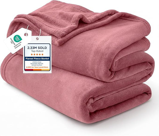 Bedsure GentleSoft Twin XL Fleece Blanket Dorm Bedding - Lightweight Soft Cozy Blankets for Bed, Sofa, Couch, Travel, Camping, Dusty Rose, 66"x90"