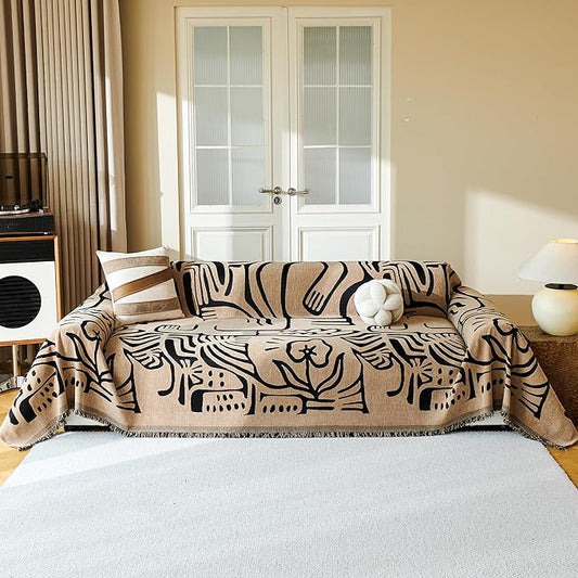 MYSKY HOME Couch Cover for Dogs, Washable Couch Covers, Sofa Covers for Sectional Sofa, Couch Cover 2 Cushion Sofa Dogs Furniture Protector, Chenille Sofa Covers for Pets, 71"x118", Abstract Coffee